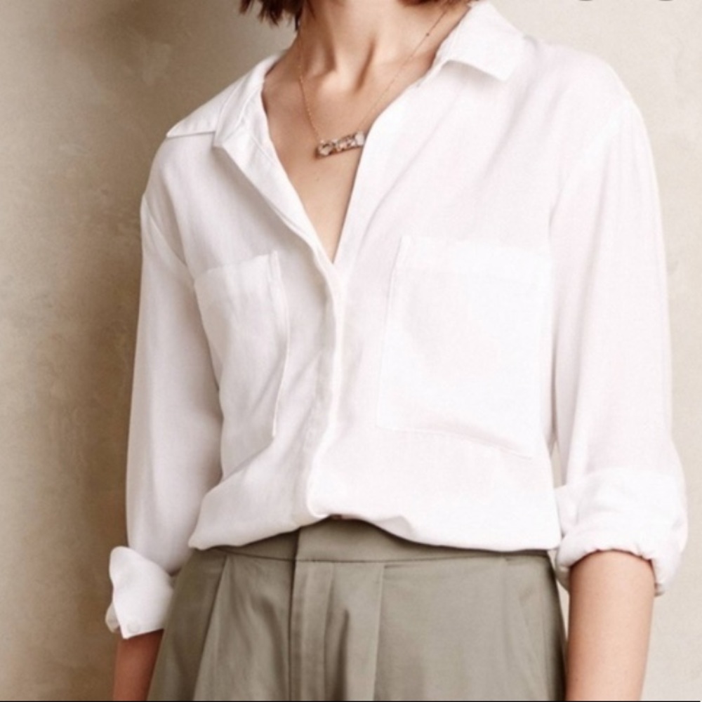 Cloth & Stone White Button-Down Blouse